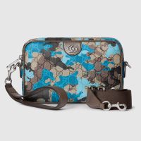 Gucci GG Small Crossbody Bag 839155 In Camouflage GG Monogram Fabric Blue