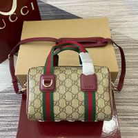 Gucci GG Mini Handbag 859975 In GG Monogram Fabric Beige/Red