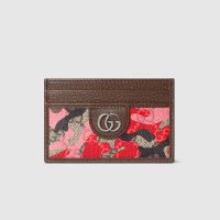 Gucci GG Card Case 834795 In Camouflage GG Monogram Fabric Pink