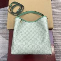 Gucci GG Emblem Medium Bucket Bag In GG Supreme Canvas 815103 Green