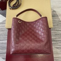 Gucci GG Emblem Medium Bucket Bag In GG Embossed Leather 815103 Red