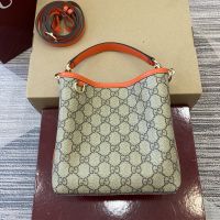 Gucci GG Emblem Small Bucket Bag In GG Supreme Canvas 815118 Beige/Orange