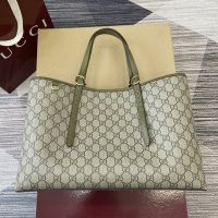 Gucci GG Emblem Large Tote 815213 In GG Monogram Fabric Beige/Olive