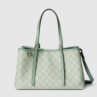 Gucci GG Emblem Medium Tote Bag In GG Supreme Canvas 815214 Green