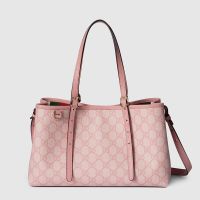 Gucci GG Emblem Medium Tote Bag In GG Supreme Canvas 815214 Pink