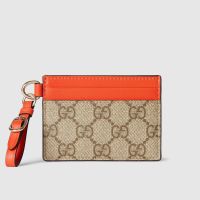 Gucci GG Emblem Card Case In GG Supreme Canvas 819121 Beige/Orange
