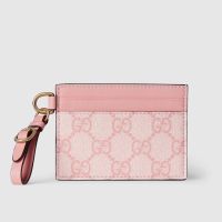 Gucci GG Emblem Card Case In GG Supreme Canvas 819121 Pink