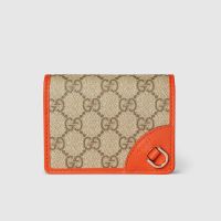 Gucci GG Emblem Small Wallet In GG Supreme Canvas 820692 Beige/Orange