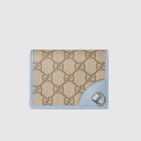 Gucci GG Emblem Small Wallet In GG Supreme Canvas 820692 Beige/Sky Blue