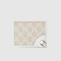 Gucci GG Emblem Small Wallet In GG Supreme Canvas 820692 Beige/White