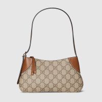 Gucci GG Emblem Small Shoulder Bag 820696 In GG Monogram Fabric Beige/Brown