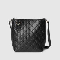 Gucci GG Emblem Nano Bucket Bag In GG Embossed Leather 847090 Black
