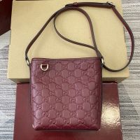 Gucci GG Emblem Nano Bucket Bag In GG Embossed Leather 847090 Red