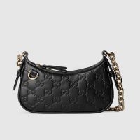Gucci GG Emblem Mini Shoulder Bag In GG Embossed Leather 847091 Black