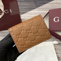 Gucci GG Emblem Small Wallet In GG Embossed Leather 847207 Brown