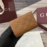 Gucci GG Emblem Small Wallet In GG Embossed Leather 847208 Brown