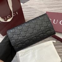 Gucci GG Emblem Continental Wallet In GG Embossed Leather 847210 Black
