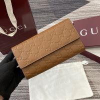 Gucci GG Emblem Continental Wallet In GG Embossed Leather 847210 Brown