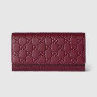 Gucci GG Emblem Continental Wallet In GG Embossed Leather 847210 Red