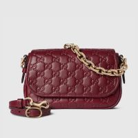 Gucci GG Emblem Small Shoulder Bag In GG Embossed Leather 847448 Red