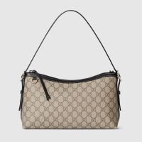 Gucci GG Emblem Medium Shoulder Bag In GG Supreme Canvas 847449 Beige/Black