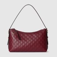 Gucci GG Emblem Medium Shoulder Bag In GG Embossed Leather 847449 Red