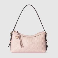 Gucci GG Emblem Small Shoulder Bag In GG Embossed Leather 847450 Cherry