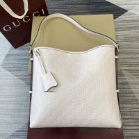 Gucci GG Emblem Medium Shoulder Bag In GG Embossed Leather 847452 Cherry