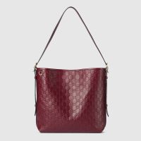 Gucci GG Emblem Medium Shoulder Bag In GG Embossed Leather 847452 Red