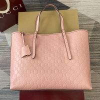 Gucci GG Emblem Medium Tote Bag In GG Embossed Leather 847455 Pink