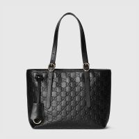 Gucci GG Emblem Medium Tote Bag In GG Embossed Leather 847456 Black
