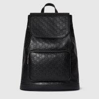 Gucci GG Emblem Medium Backpack 854750 In GG Embossed Leather Black