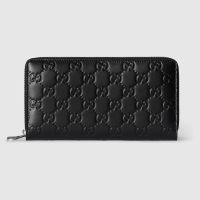 Gucci GG Emblem Zip Around Wallet 860868 In GG Embossed Leather Black