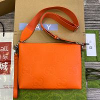 Gucci GG Jumbo Medium Crossbody Bag In Jumbo GG Embossed Leather 696009 Orange