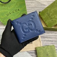 Gucci GG Jumbo Coin Wallet In Jumbo GG Embossed Leather 739479 Blue