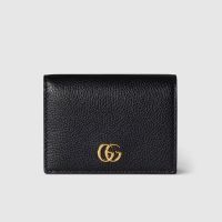 Gucci GG Marmont Small Wallet In Textured Leather 456126 Black/Red