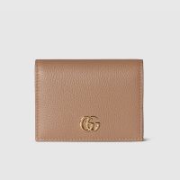 Gucci GG Marmont Small Wallet In Textured Leather 456126 Camel/Green
