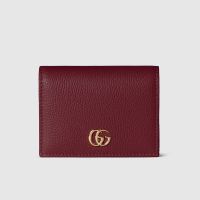 Gucci GG Marmont Small Wallet In Textured Leather 456126 Red/Pink