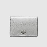 Gucci GG Marmont Small Wallet In Textured Leather 456126 Silver