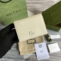 Gucci GG Marmont Small Wallet In Textured Leather 456126 White