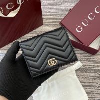 Gucci GG Marmont Small Wallet In Matelasse Leather 466492 Black