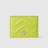 Gucci GG Marmont Small Wallet In Matelasse Leather 466492 Bright Green