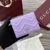 Gucci GG Marmont Small Wallet In Matelasse Leather 466492 Purple