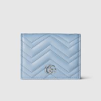 Gucci GG Marmont Small Wallet In Matelasse Leather 466492 Sky Blue