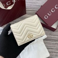Gucci GG Marmont Small Wallet In Matelasse Leather 466492 White