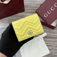Gucci GG Marmont Small Wallet In Matelasse Leather 466492 Yellow