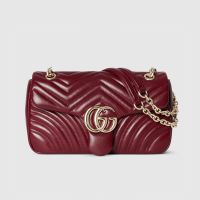 Gucci GG Marmont Medium Shoulder Bag 837267 In Matelasse Leather Red