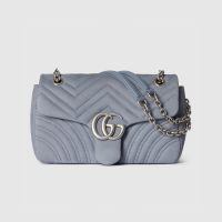 Gucci GG Marmont Medium Shoulder Bag 837267 In Matelasse Suede Grey