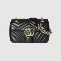 Gucci GG Marmont Small Shoulder Bag 837280 In Matelasse Leather Black