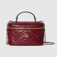 Gucci GG Marmont Mini Vanity Bag In Matelasse Leather 837454 Red